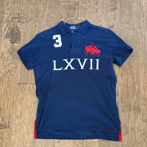 Ralph Lauren Navy Polo with Red Crest and White LXVII